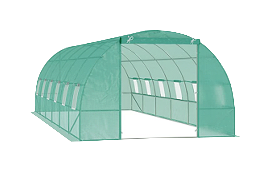 Invernadero tipo túnel para exteriores de 26' x 10' x 7' con ventanas enrollables y puerta con cierre, estructura de acero y cubierta de PE