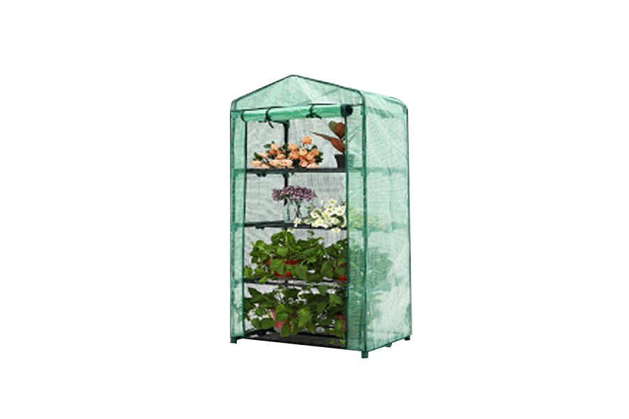 Mini invernadero, invernadero de jardinería portátil de 4 niveles con puerta con cremallera para uso en interiores y exteriores (cubierta de PE verde)