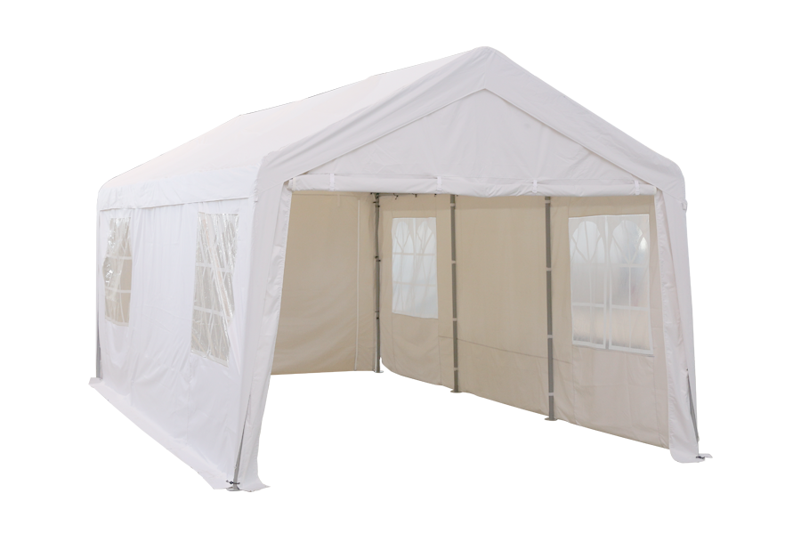 HYTIFE CANYON Cobertizo de garaje de 13 x 20 pies con 2 puertas enrollables, cobertizo de almacenamiento portátil impermeable para SUV, camión y bote de tamaño completo, 10 patas, beige