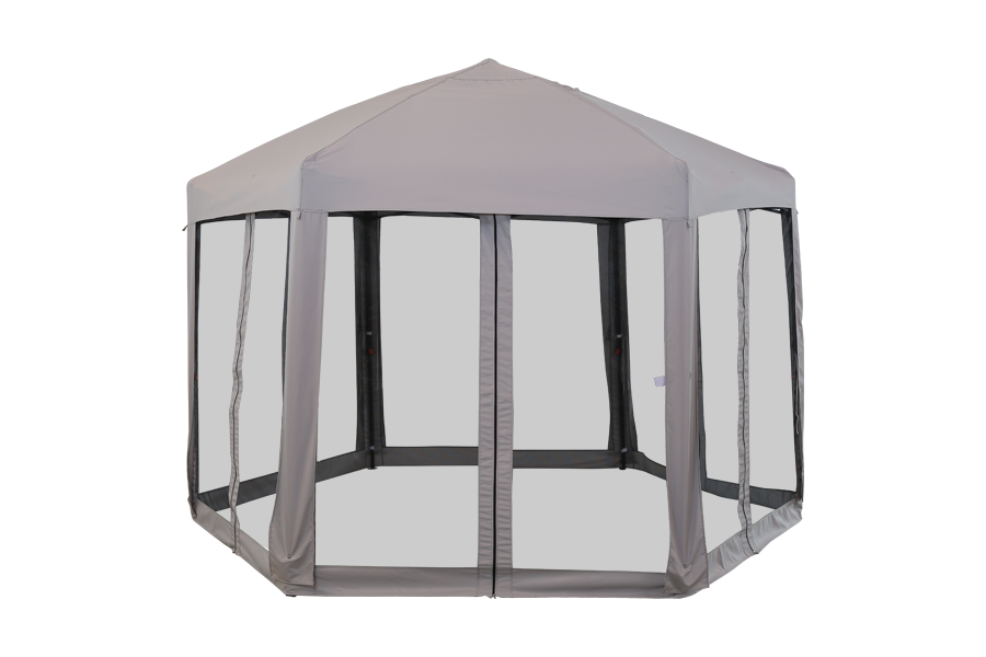 Hytife Gazebo emergente de 12x12 pies, toldo/tienda de campaña portátil de 2 tonos, Gazebo superior suave con marco de acero hexagonal para exteriores, paredes laterales de malla y bolsa de transporte incluida