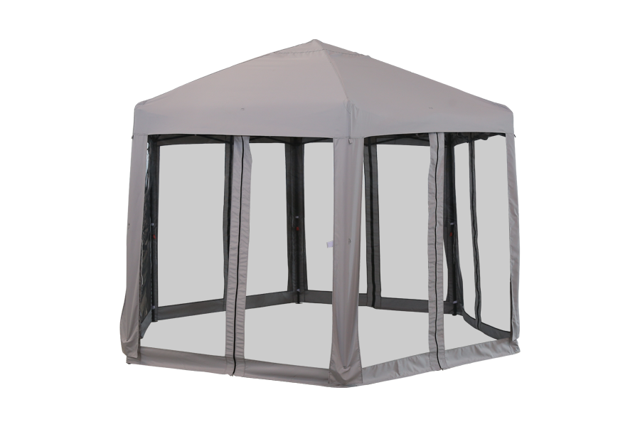 Hytife Gazebo emergente de 12x12 pies, toldo/tienda de campaña portátil de 2 tonos, Gazebo superior suave con marco de acero hexagonal para exteriores, paredes laterales de malla y bolsa de transporte incluida