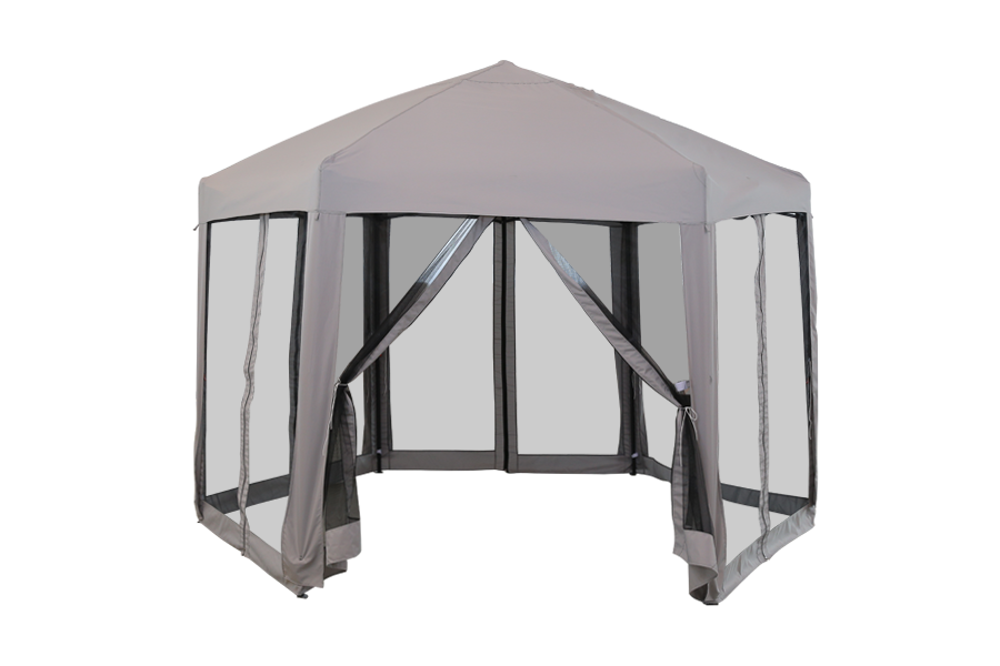 Hytife Gazebo emergente de 12x12 pies, toldo/tienda de campaña portátil de 2 tonos, Gazebo superior suave con marco de acero hexagonal para exteriores, paredes laterales de malla y bolsa de transporte incluida